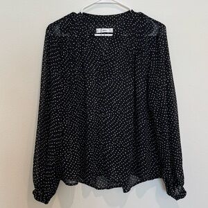 Mango Chic Black and White Polka Dot Blouse